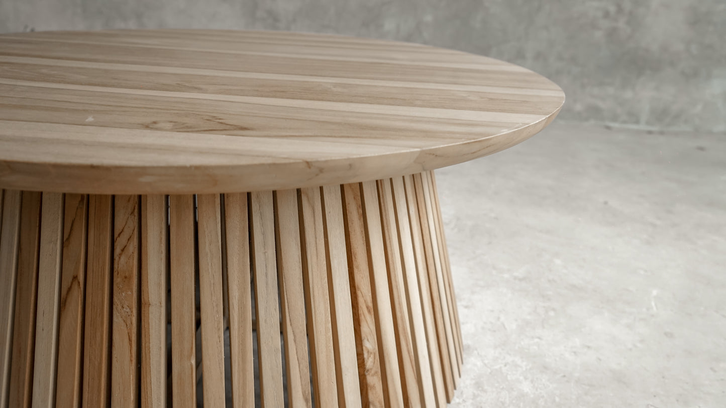 Elton Modern Organic Coffee Table - Resort Style Slatted Wood Table