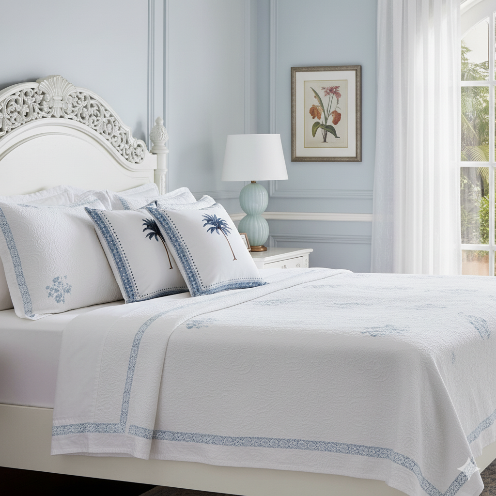 Blue Imperial Palm Tree Pillowcase