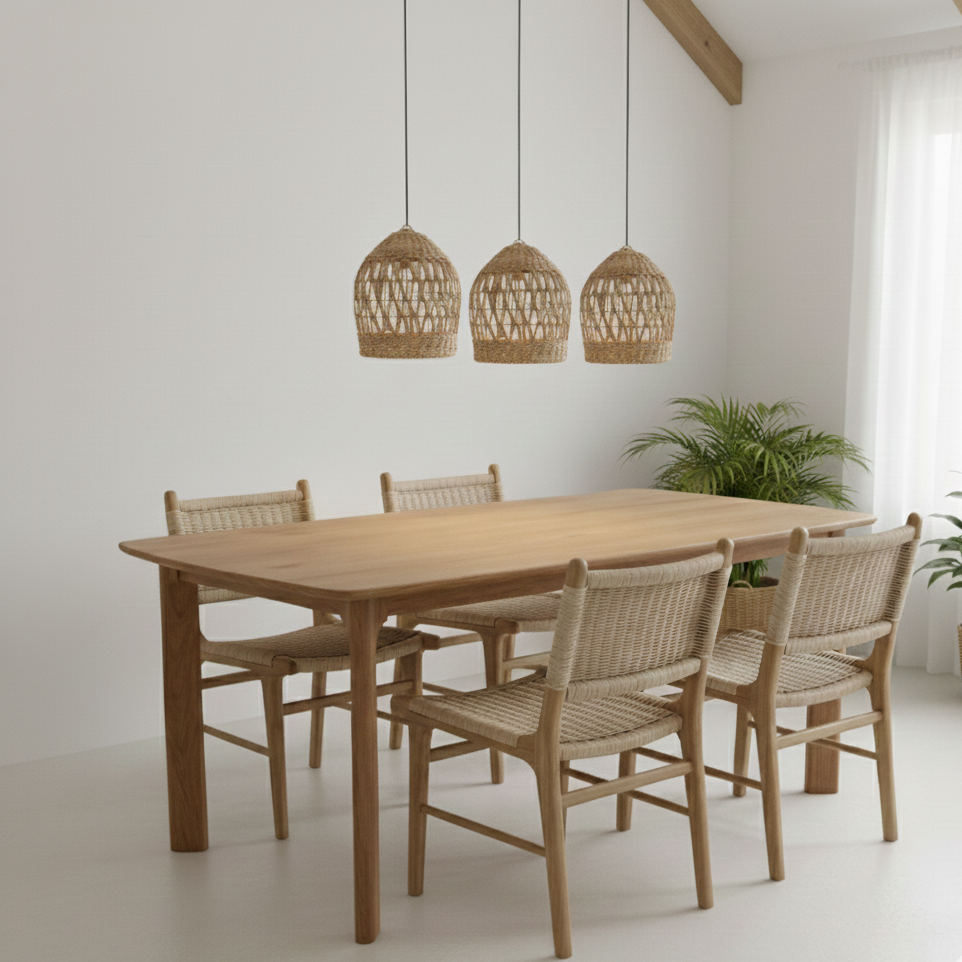 Kiano Solid Teakwood Dining Table – Minimalist Tropical Design