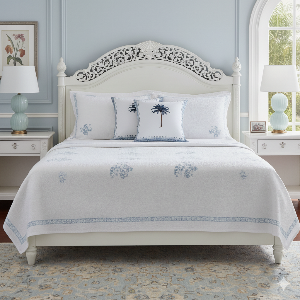 Blue Imperial Palm Tree Pillowcase