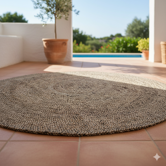 Rug Maya Natural Round Black