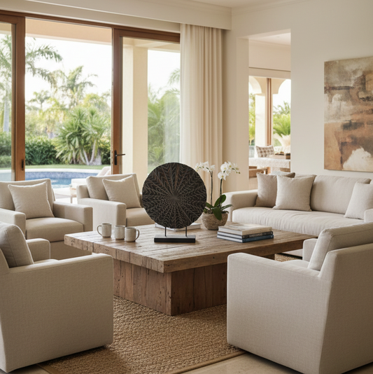 Tara 19" Coastal Charcoal Circular Sculpture on Stand