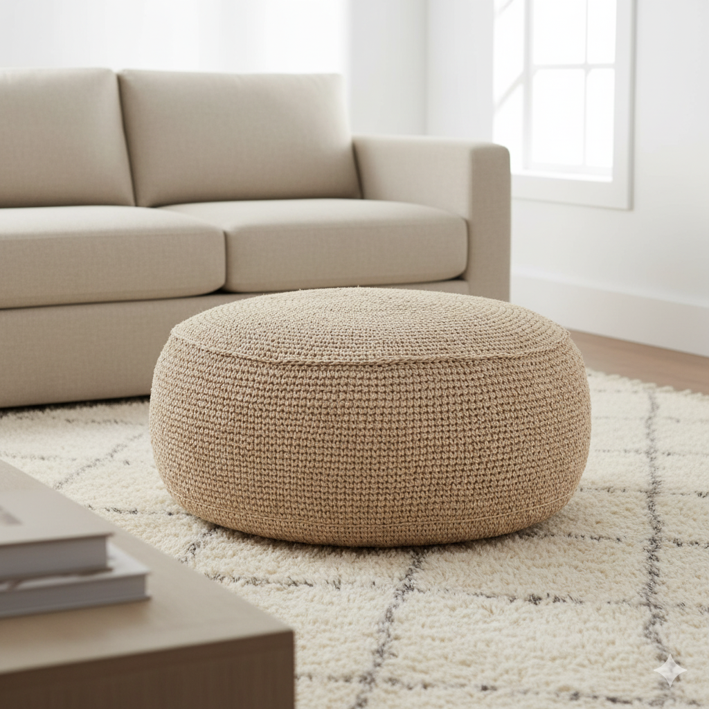 Palm Raffia Ottoman
