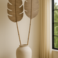 Handmade Decorative Leaf - Natural woven Wall or Floor Accent with Bamboo Stem