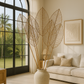 Handmade Hibiscus Leaf - Natural Woven Wall or Floor Accent with bamboo stem
