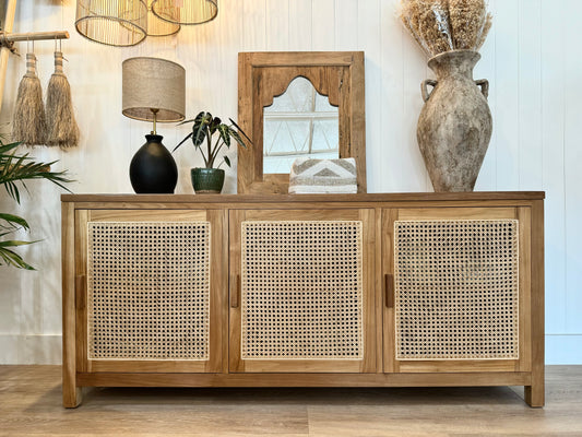 Sideboard Oslo Rattan & Teak 3 Door