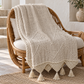 Cream Organic Cotton Throw with Macramé Fringe