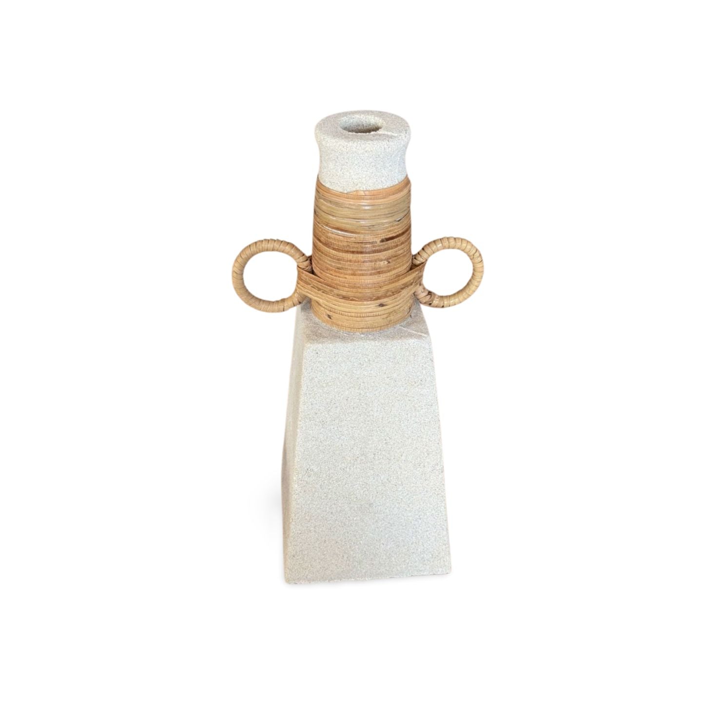 Bodrum Deco Casting Stone with Rattan Handle