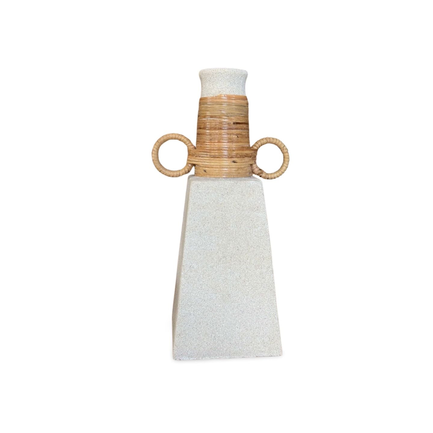 Bodrum Deco Casting Stone with Rattan Handle