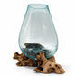 Handblown Glass Bowl on Natural Driftwood – One of a Kind Organic Decor | Nusa