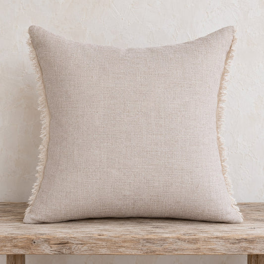 Noa Raw Linen Fringe Pillow Cover – 3 Sizes
