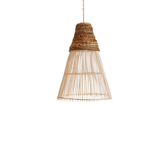 Anya Rattan Pendant Light – Hand-Woven Bell-Shaped Coastal Hanging Lamp