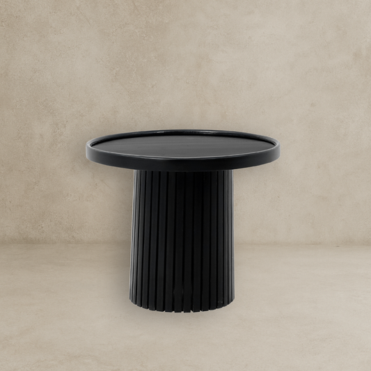 Fox Solid Wood Black Round Coffee Table