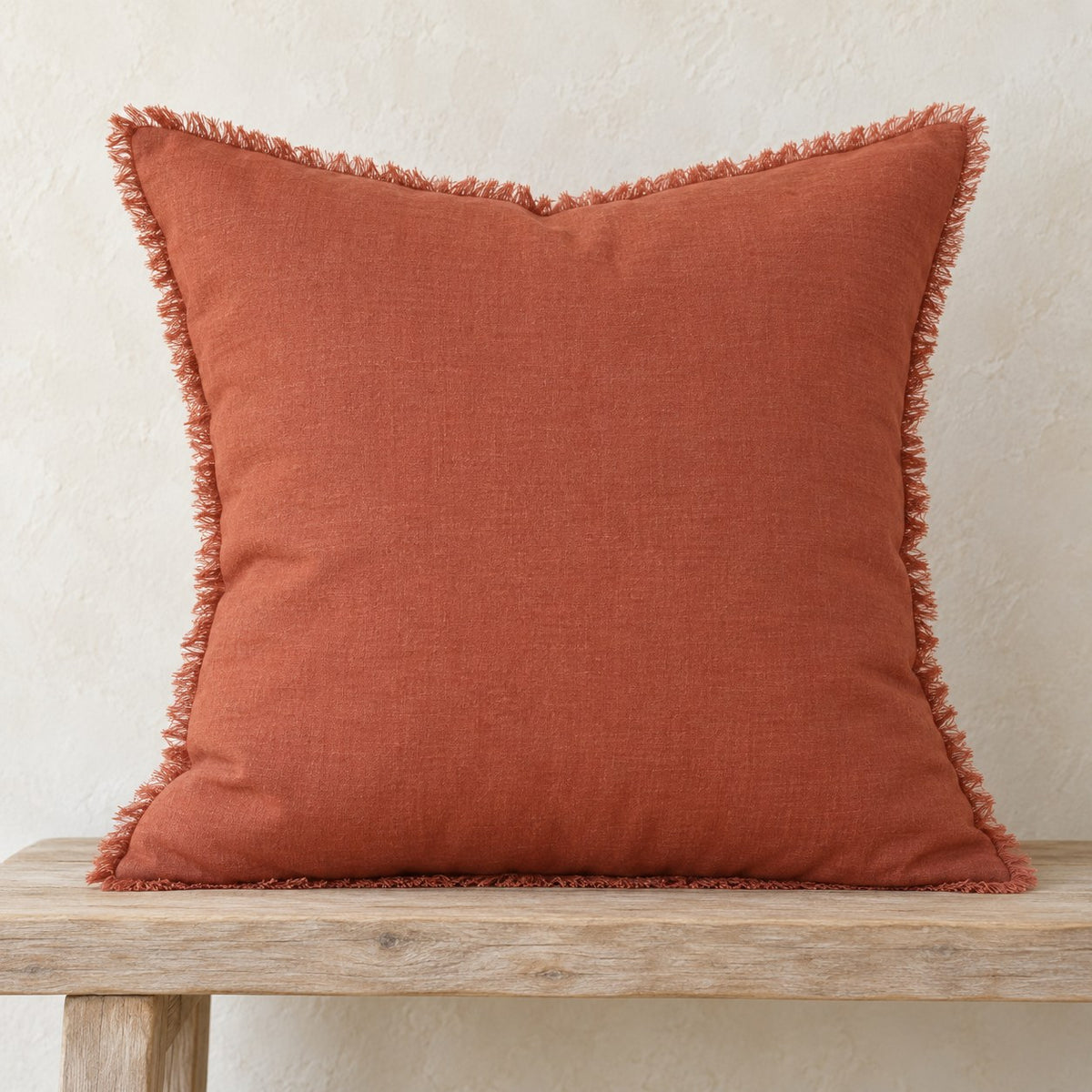 Noa Raw Linen Pillow – Terracotta