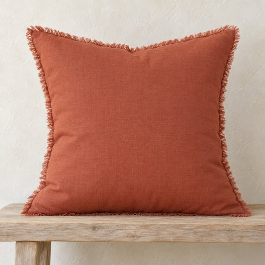 Noa Raw Linen Pillow – Terracotta