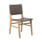 Gatlin Solid Teak Wood and Leather Woven Dining Chair
