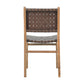 Gatlin Solid Teak Wood and Leather Woven Dining Chair