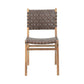 Gatlin Solid Teak Wood and Leather Woven Dining Chair