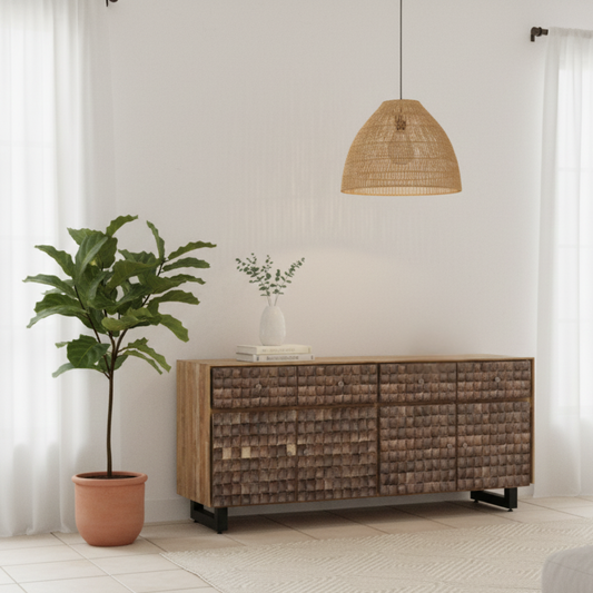 Palmer Artisan Coastal Sideboard – Hand-Inlaid Coconut Shell Buffet