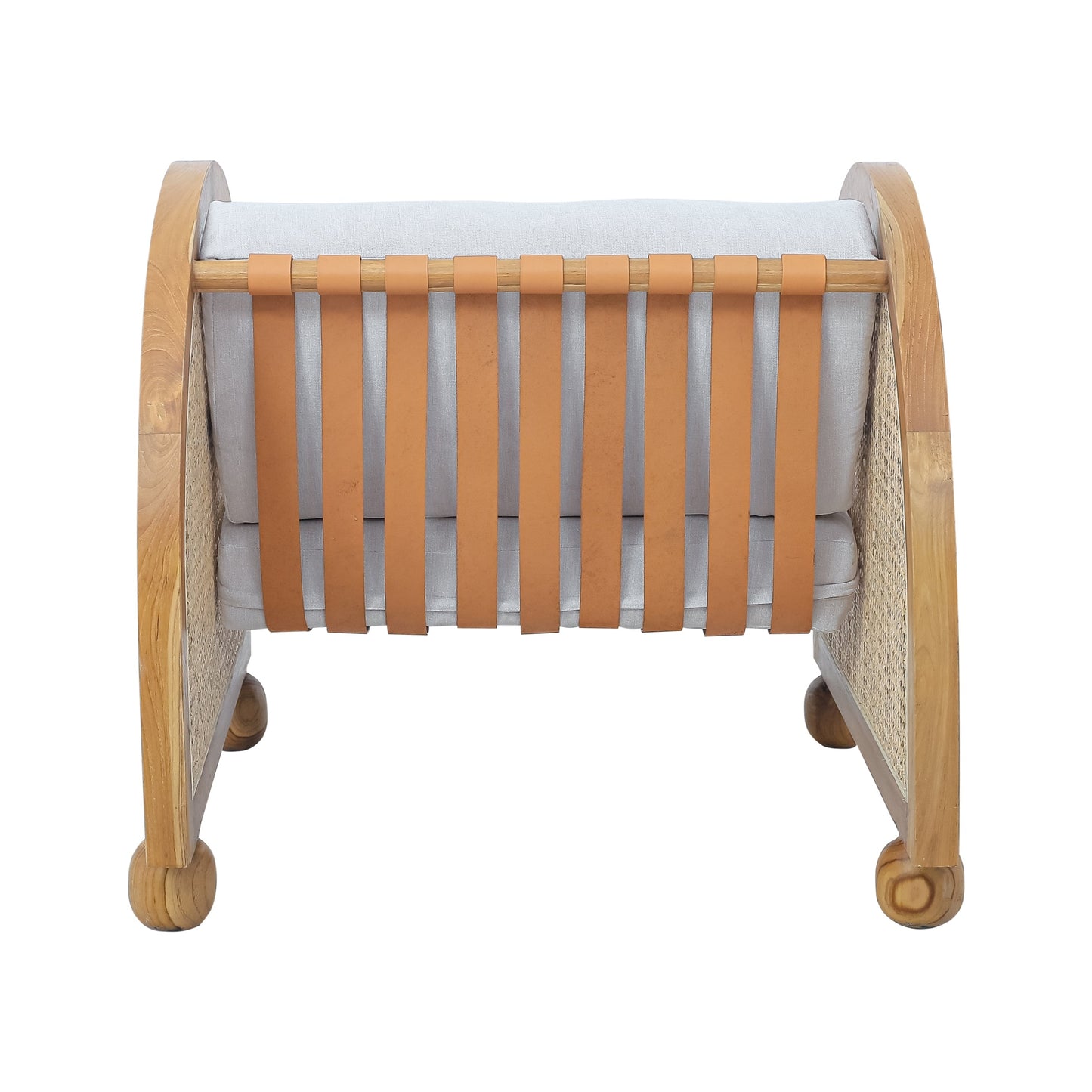 Pensy Rattan and Teak Wood Armchair with Cushion